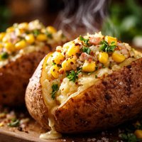 Baked Potatoes with Shallot Corn Butter