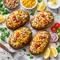 Baked Potatoes with Tuna and Cheese