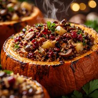 Baked Pumpkins with Wild Rice Stuffing