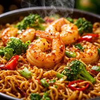 Baked Ramen Noodles with Shrimp