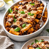 Baked Rigatoni with Eggplant and Sausage