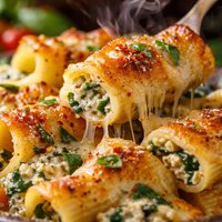 Baked Rigatoni with Spinach Ricotta and Fontina