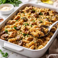 Baked Rotini with Chicken and Mushrooms
