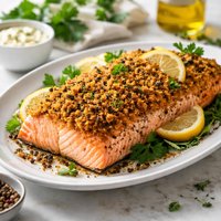 Baked Salmon with Mustard Crumb Crust