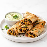 Baked Southwestern Egg Rolls with Avocado Ranch