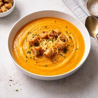 Baked Squash Soup with Cheddar Cheese