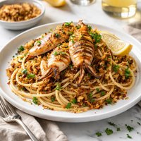 Baked Squid with Garlic Anchovy Pasta