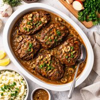 Baked Steak with Pan Gravy