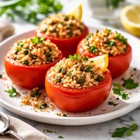 Baked Tomatoes Stuffed with Salmon Garlic Capers
