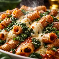 Baked Whole Wheat Pasta with Spinach and Mozzarella