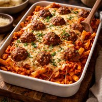 Baked Ziti and Meatball Casserole
