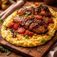 Balsamic Chicken Over a Corn Puree