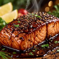 Balsamic Glazed Cracked Pepper Salmon