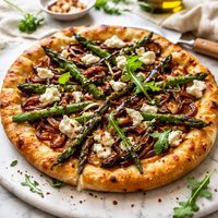 Balsamic Onions Asparagus Goat Cheese Pizza