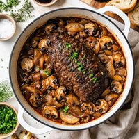 Balsamic Pot Roast with Onions and Mushrooms