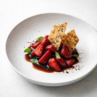 Balsamic Strawberries with Black Pepper Wafers