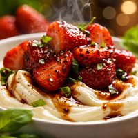 Balsamic Strawberries with Whipped Mascarpone Cheese