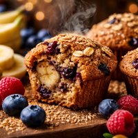 Banana Berry Wheat Germ Muffins