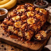 Banana Chocolate Caramel Bread Pudding