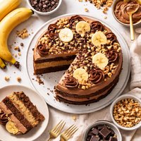 Banana Chocolate Fudge Layer Cake Light