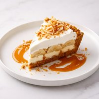 Banana Cream Pie with Coconut Caramel Sauce