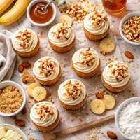 Banana Cupcakes with Amaretto Buttercream
