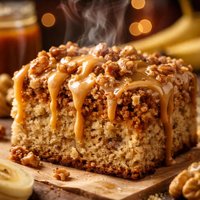 Banana Nut Coffeecake with Caramel Icing