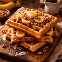 Banana Walnut Buttermilk Waffles