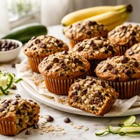 Banana Zucchini Chocolate Chip Muffins