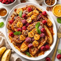Bananas Foster Raspberry French Toast