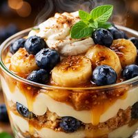 Bananas Foster Trifle with Blueberries
