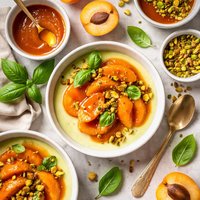 Basil Custard with Apricot Caramel Dessert