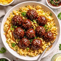 Bbq Meatballs Egg Noodles