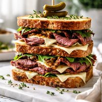 Beef and Brie Triple Layer Sandwich