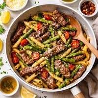 Beef Asparagus Pasta Toss