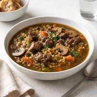 Beef Barley and Mushroom Soup