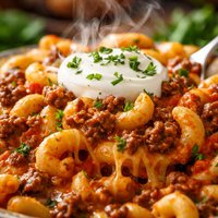 Beef Elbow Macaroni Casserole with Sour Cream