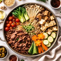 Beef Sukiyaki with Tofu and Vegetables