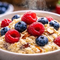 Bircher Style Muesli with Raspberries and Blueberries