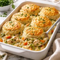 Biscuit Topped Creamy Chicken or Turkey Casserole