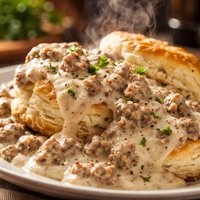 Biscuits and Rich Sausage Gravy