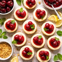 Bite Sized Cherry Cheesecakes
