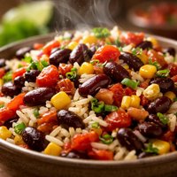 Black and Red Fiesta Beans with Rice