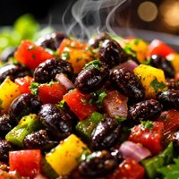 Black Bean and Bell Pepper Salad with Date Dressing