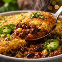 Black Bean Chili with Cornbread Crust