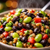 Black Bean Edamame and Wheat Berry Salad