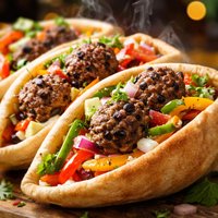 Black Bean Fajita Meatball Pitas