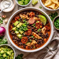 Black Bean Soup with Chorizo and Chicken