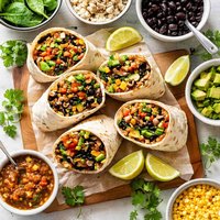 Black Bean Spinach and Mushroom Burritos