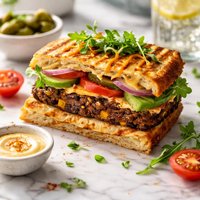 Black Bean Veggie Burger Panini